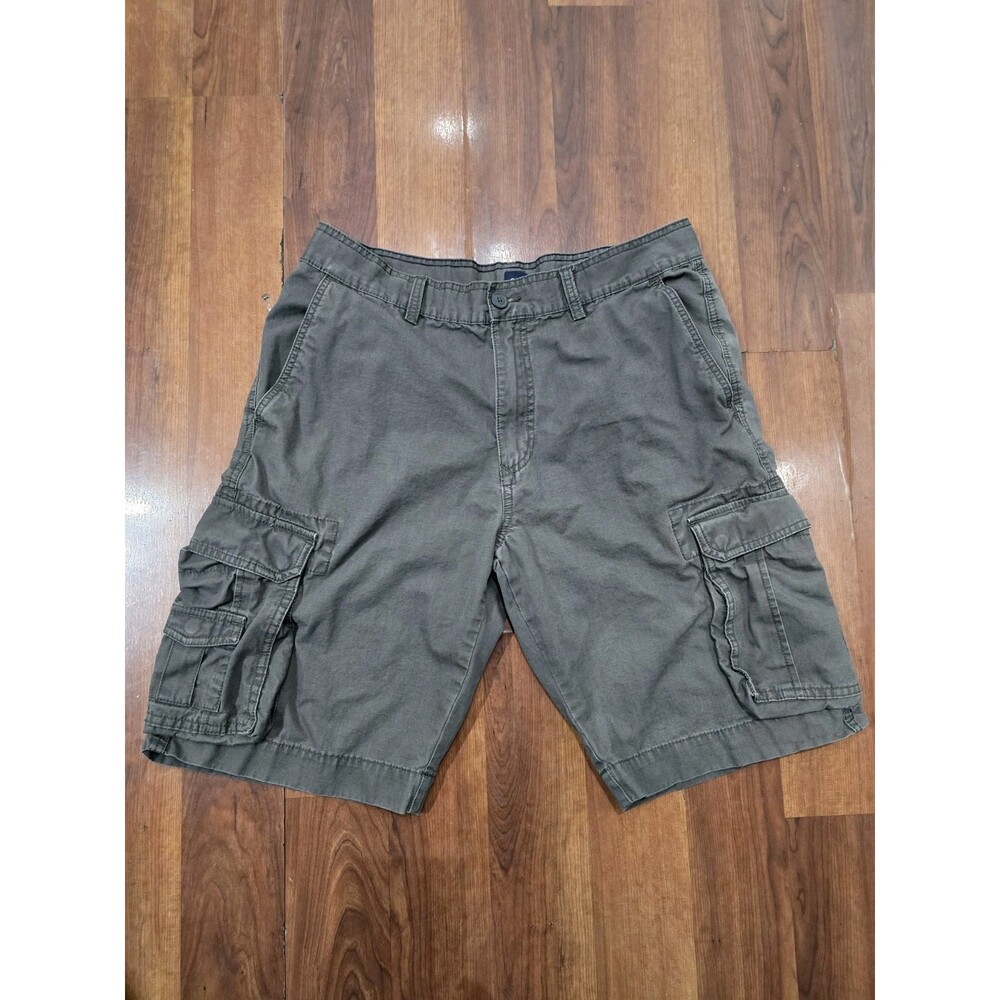 Vintage GAP Cargo Utility Shorts Mens Medium 32-34 Grey Canvas Button Fly Y2K